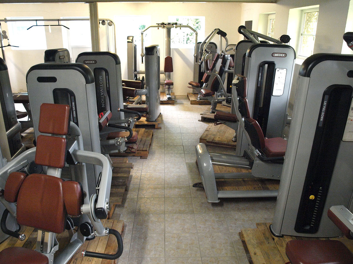 Komplette Fitnessstudio Einrichtung - Gerätepark mit über 45 Kraftgeräten - Danksport S-Line Set mit 45 Fitnessgeräten & Zubehör, Ausstellungsgeräte vergleichbar mit Gym80, Nautilus, Star Trac oder TechnoGym