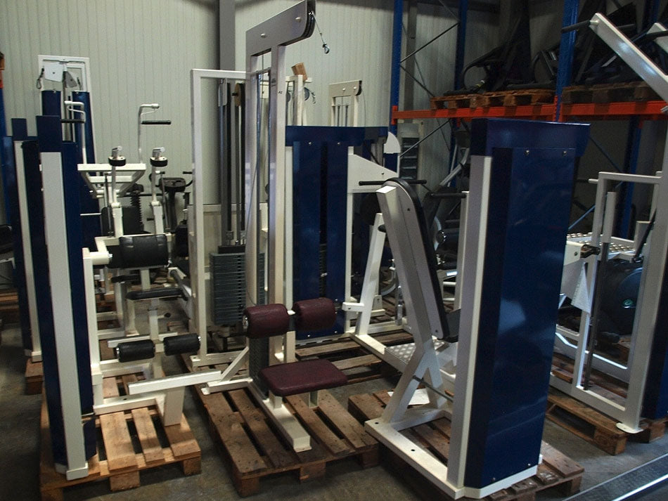 Competition Line equipment park, 17 strength machines, old school, used with signs of wear