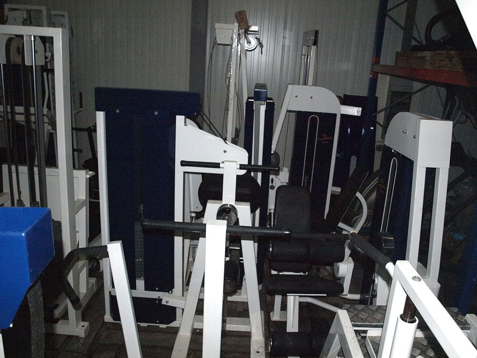 Competition Line equipment park, 17 strength machines, old school, used with signs of wear