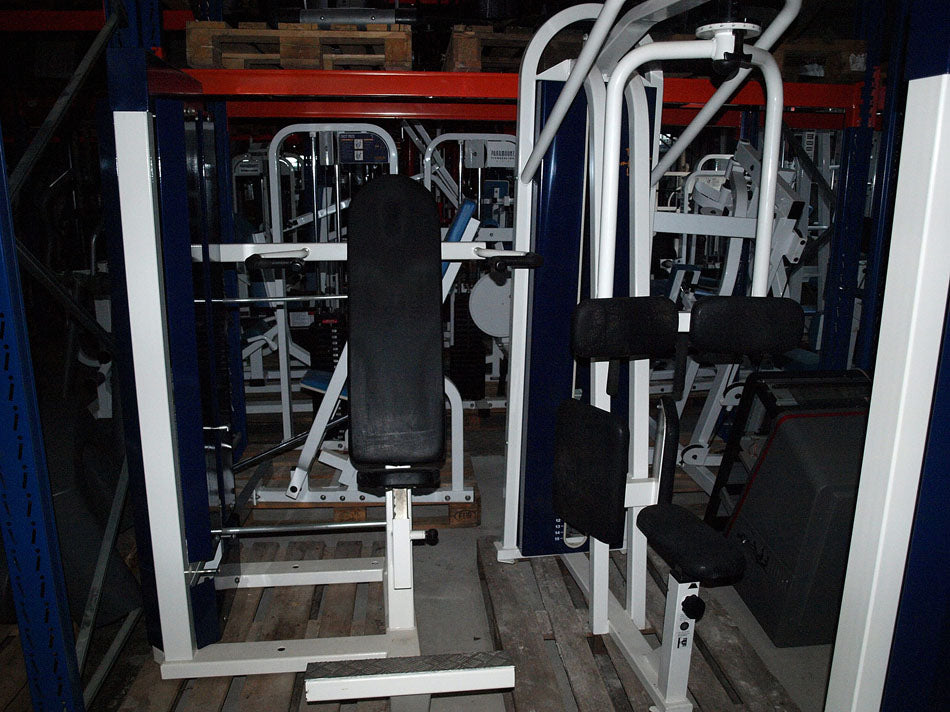 Competition Line equipment park, 17 strength machines, old school, used with signs of wear