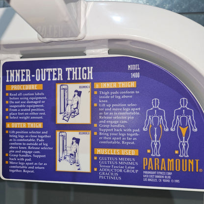 Paramount Inner-Outer Thigh Model 1400 - Abduktoren und Adduktoren 2 in 1 Kombimaschine - Hip Abduction and Hip Adduction, Made in USA, gebraucht - geprüfter Zustand