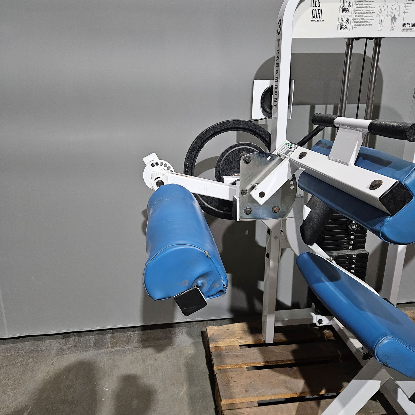 Paramount Leg Curl seated Model PL 2100 - seated leg curl, knee curl, Made in USA, color white, used - tested condition