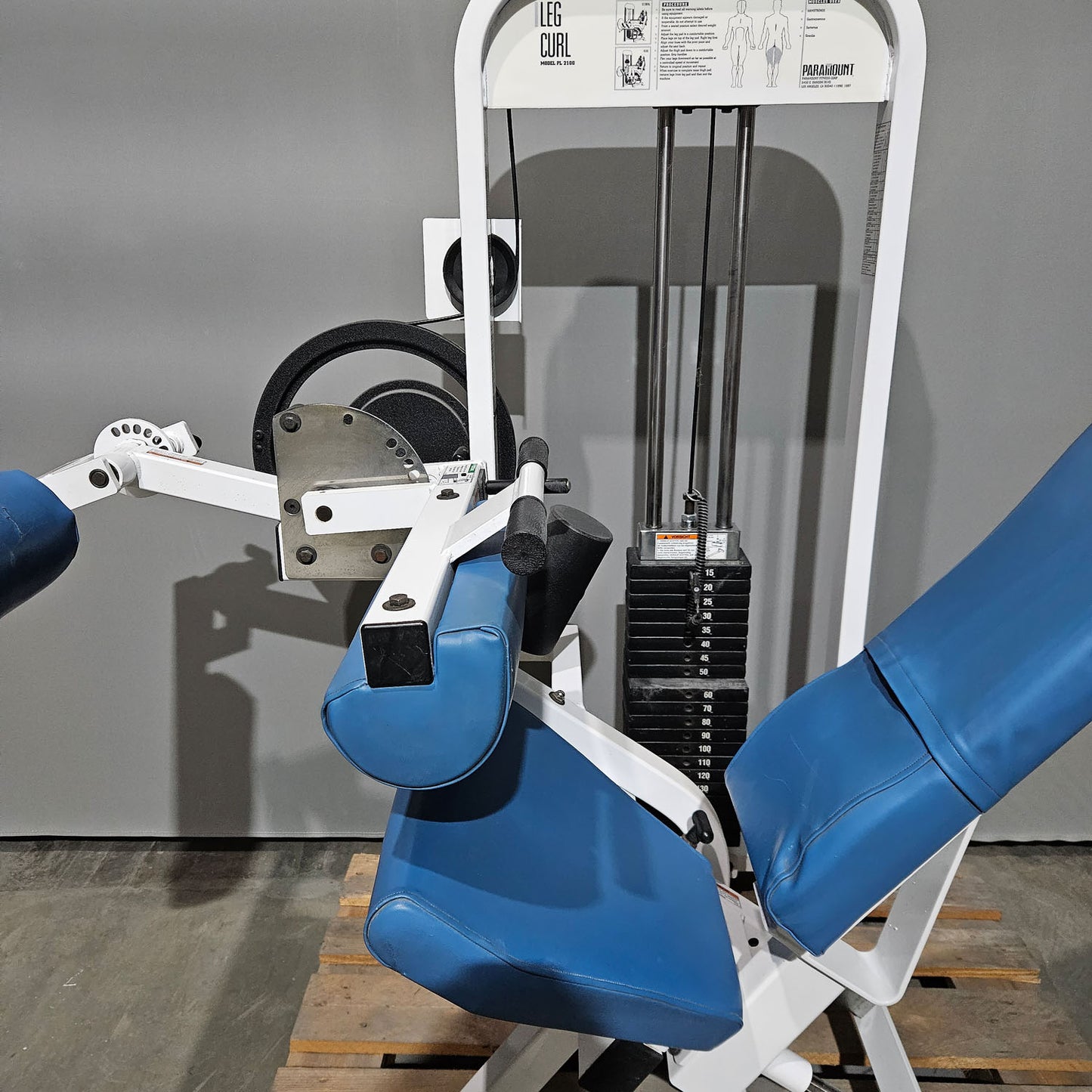 Paramount Leg Curl seated Model PL 2100 - seated leg curl, knee curl, Made in USA, color white, used - tested condition