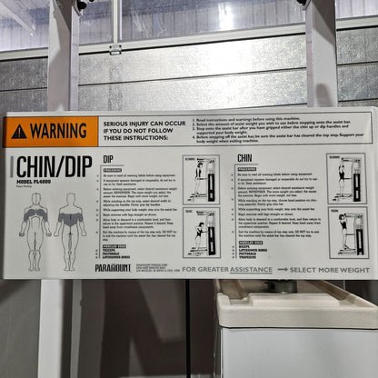 Paramount Chin-Dip Model PL4000 - Dip pull-up machine with weight support, Made in USA, used - tested condition
