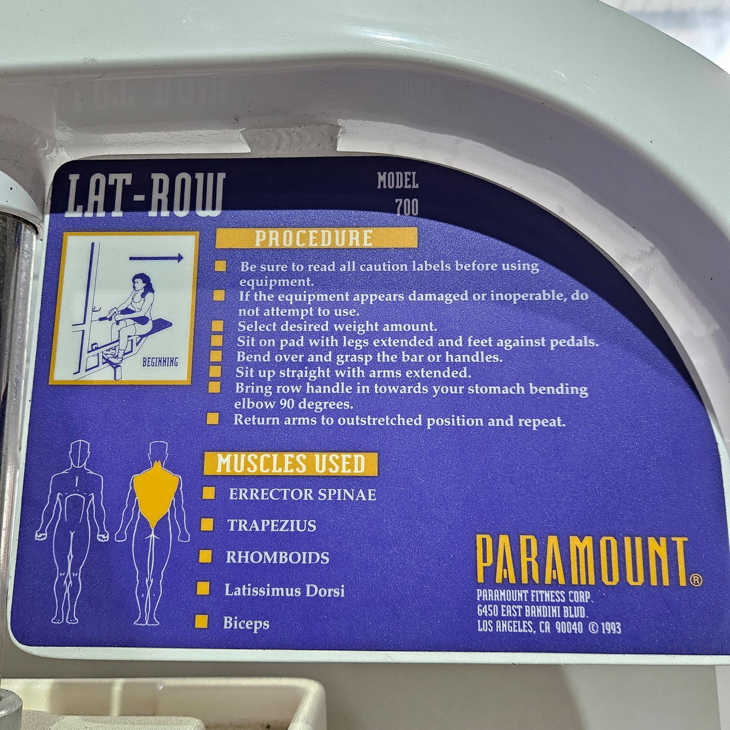 Paramount Lat-Row Model 700 - Cable pulldown and cable rowing machine - 2-in-1 combination machine, pulldown and row, Made in USA, used - tested condition
