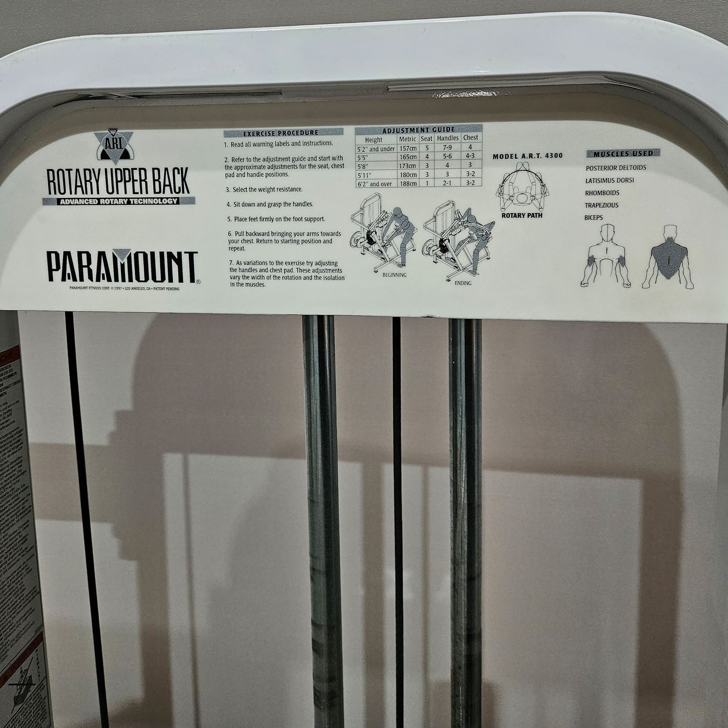Paramount Rotary Upper Back - ART 4300 - Rowing machine with chest support, rotating handles, Made in USA, used - tested condition