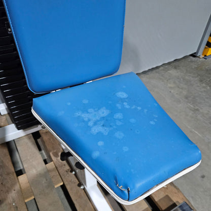 Paramount Vertical Butterfly Model 900 - Pectoral Fly, Pec Fly, Made in USA, Color White, Upholstery Blue, Used - Tested Condition