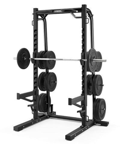 Precor Half Rack inkl. Bodenplattform, Abwurfplattform aus Gummi und Holz, Discovery Series, Ähnlich Full Power Rack, gebraucht - geprüfter Zustand mit optischen Gebrauchsspuren
