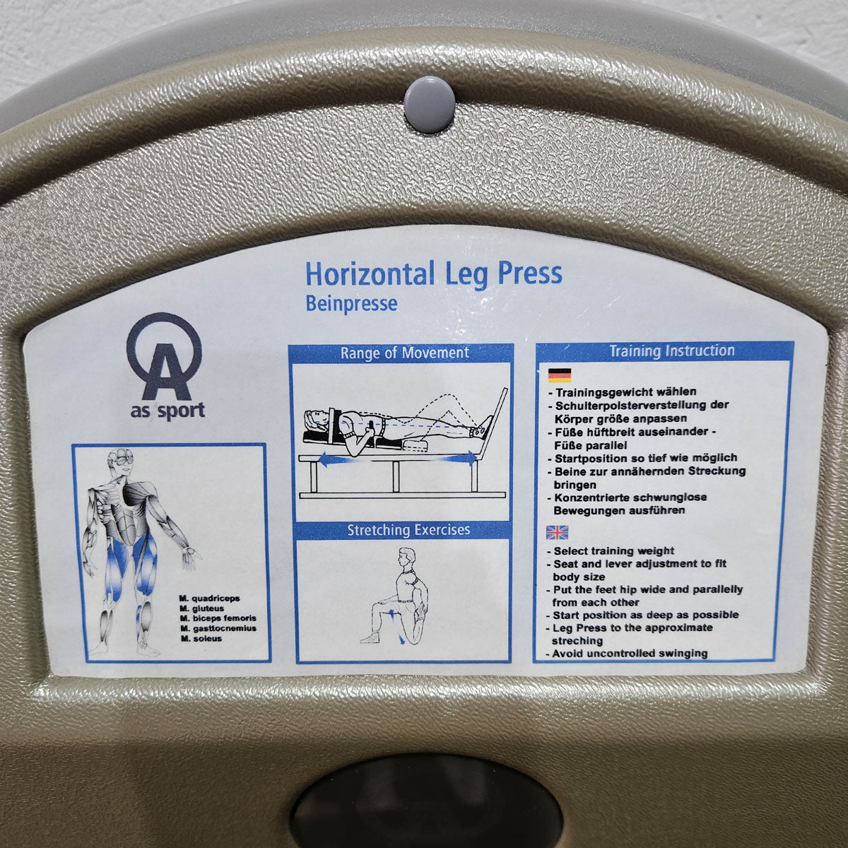 Proxomed - AS, Funktionsstemme, Beinpresse verstellbar sitzend - liegend, 200kg Gewichtsblock, gebraucht - überholter Zustand