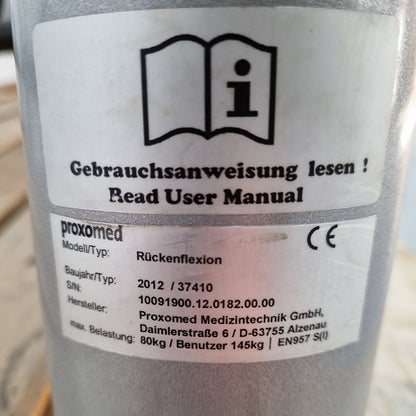 Proxomed Compass 530 Rückenflexion, Bauchmaschine, Rückenbeuger, Abdominal Crunch, MPG, Reha, Rahmenfarbe Silber, gebraucht - überholter Zustand