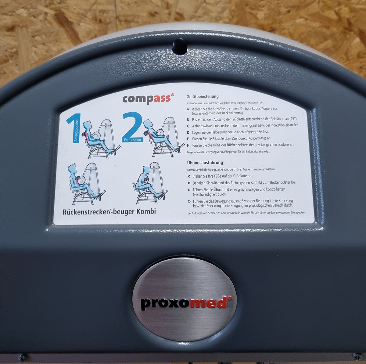 Proxomed back extensor-flexor combo Compass 530, hyperextension and abdominal machine 2 in 1 combo device, MPG, rehab, frame color silver, used - refurbished condition