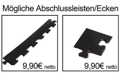 Sportboden aus Gummi, Puzzle Elemente, 20mm Stärke, Fitnessmatten, Fitnessboden, Bodenschutzmatten, Farbe Schwarz - NEU