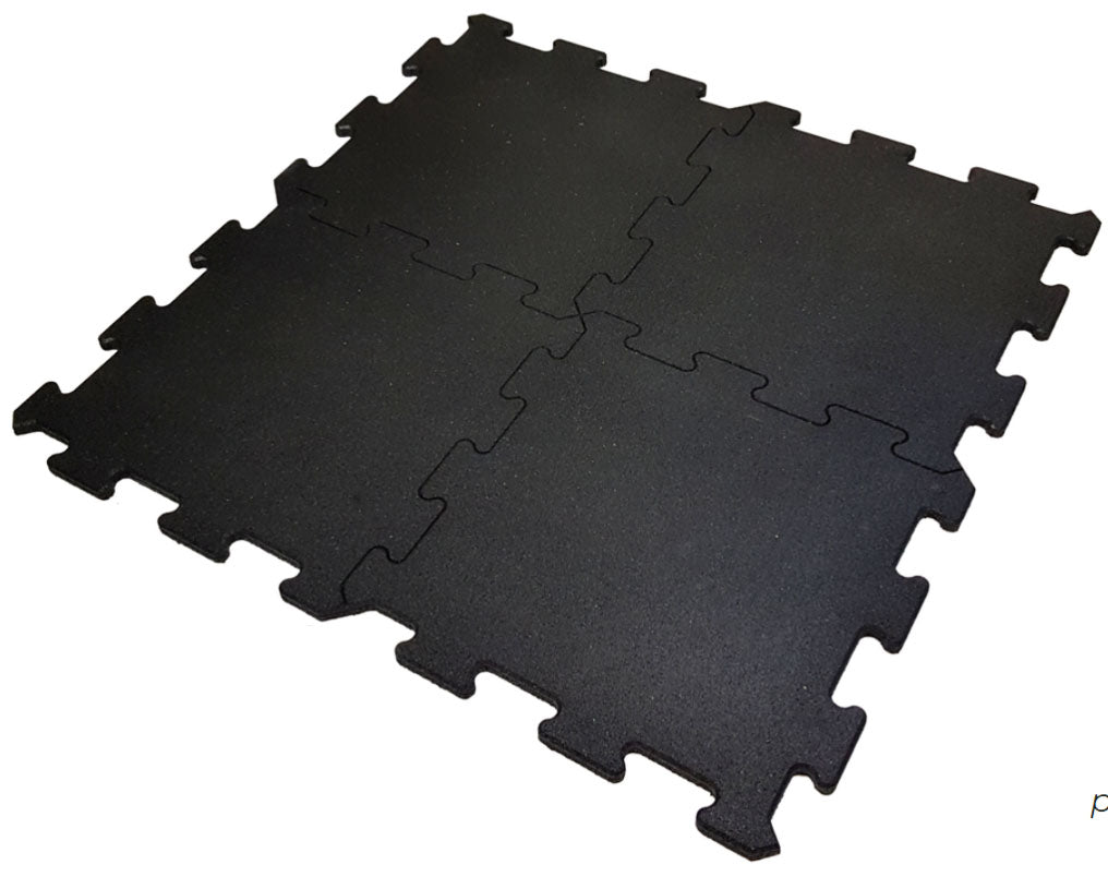 Sportboden aus Gummi, Puzzle Elemente, 15mm Stärke, Fitnessmatten, Fitnessboden, Bodenschutzmatten, Farbe Schwarz - NEU