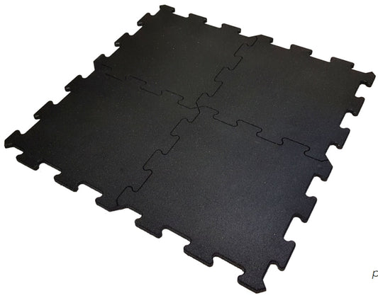 Sportboden aus Gummi, Puzzle Elemente, 10mm Stärke, Fitnessmatten, Fitnessboden, Bodenschutzmatten, Farbe Schwarz - NEU