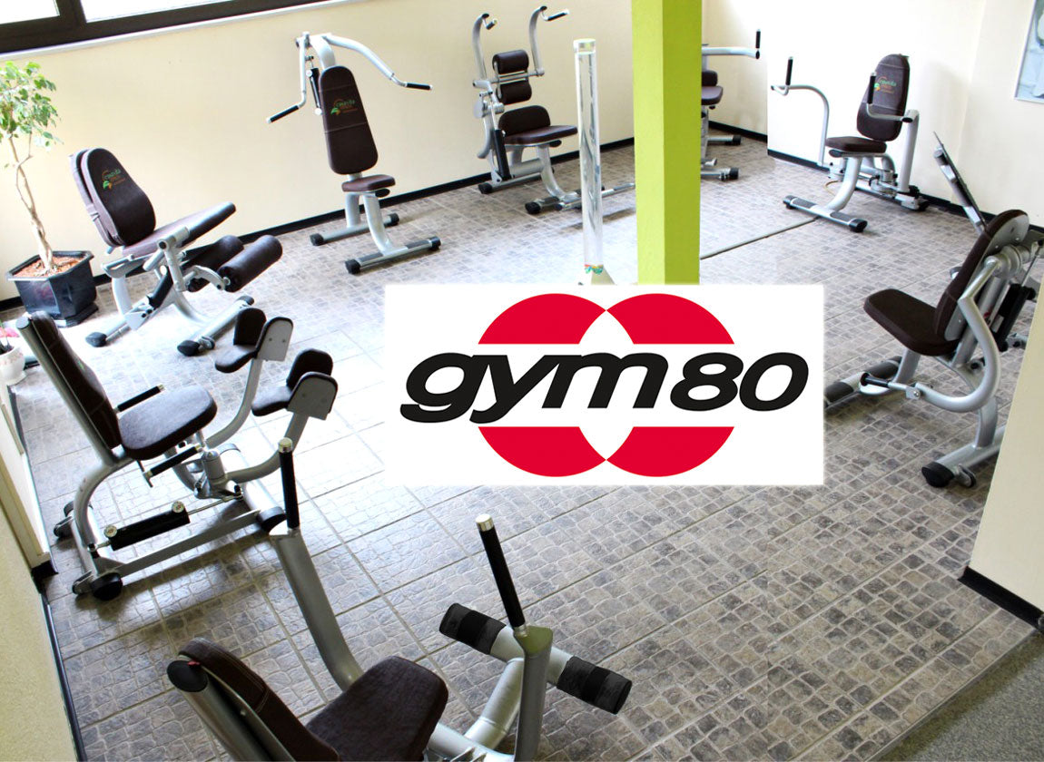 Gym80 Hydraulischer-Zirkel, Circular Serie, 7 Kraftgeräte, MPG, Farbe Weiß, Polster Braun, gebraucht - überholter Zustand