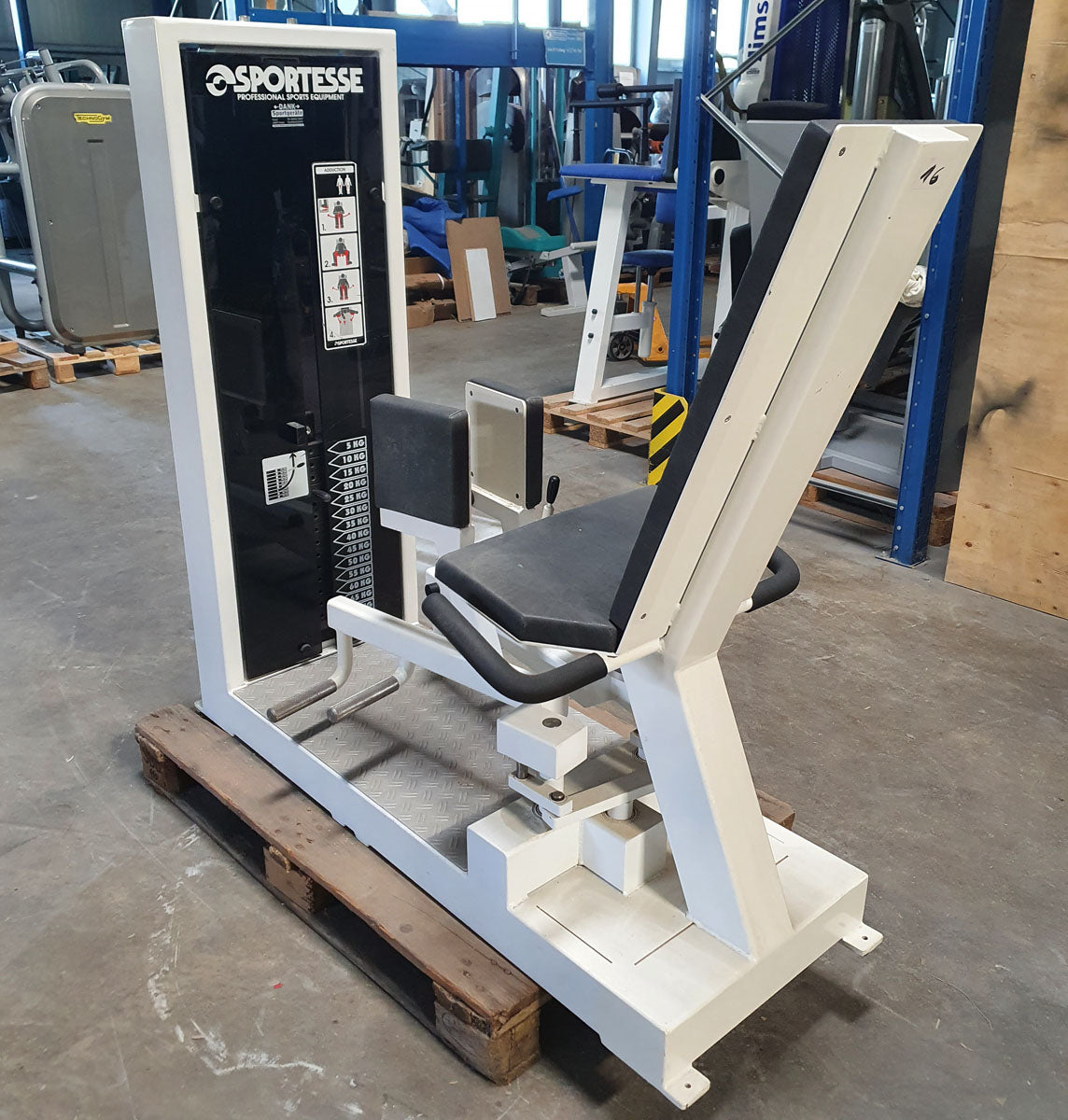 Sportesse adductor machine, hip adductor, white frame, used - tested condition