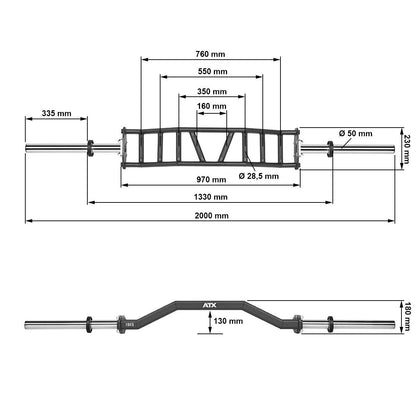 ATX Cambered Swiss Bar - 50 mm - 200 cm - 4 different grip widths