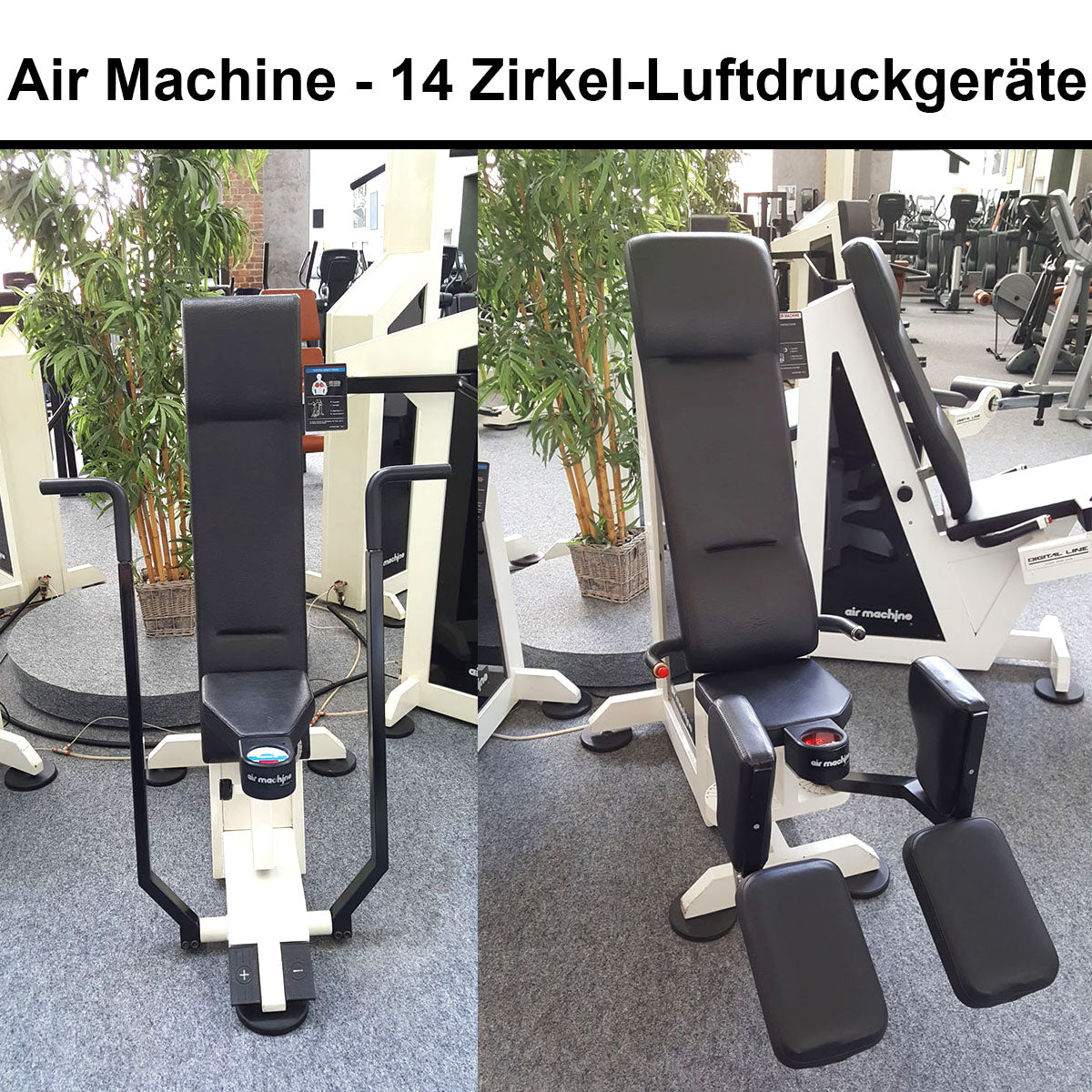 Air Machine Zirkel, 14 Fitnessgeräte mit Widerstand über Luftdruck inkl. Kompressor, Ähnlich Hydraulik, gebraucht zum Sonderpreis