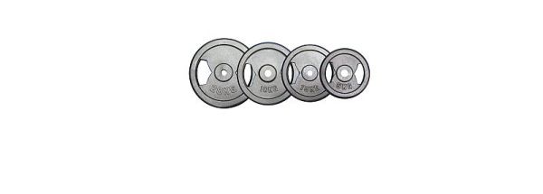 Cast iron weight plates, 30mm hole, black with grip