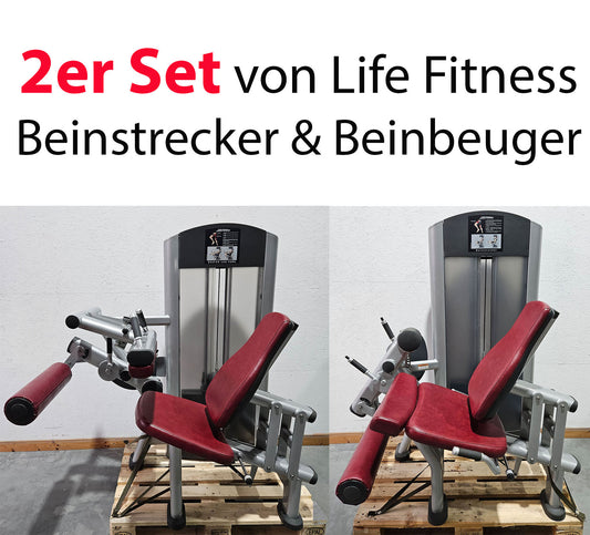 Life Fitness 2-piece set = leg extension and leg curl, leg extension and leg curl set, Signature Series, frame color silver, used - refurbished condition