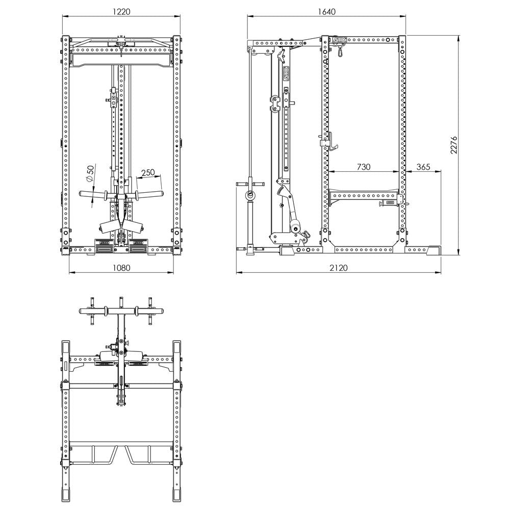 ATX Power Rack PRX-780 with lat pulldown - weight plate holder