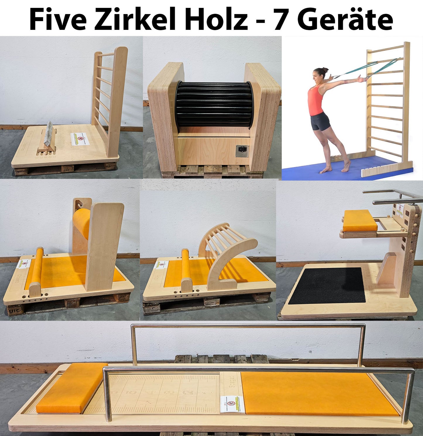 Five Pro 7er Zirkel Beweglichkeitszirkel, Dehnzirkel aus Holz von Five bzw Milon, Holzfarbe Eiche Braun, guter gebrauchter Zustand