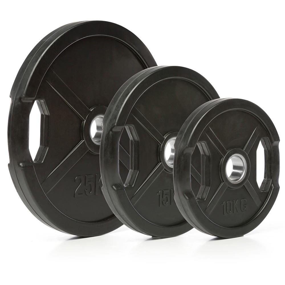Weight plates, rubberized, 50 mm, gripper, black